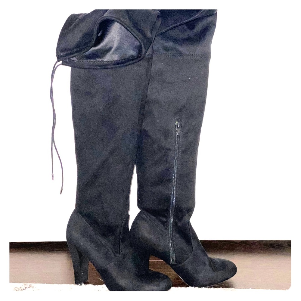 Black thigh high boots